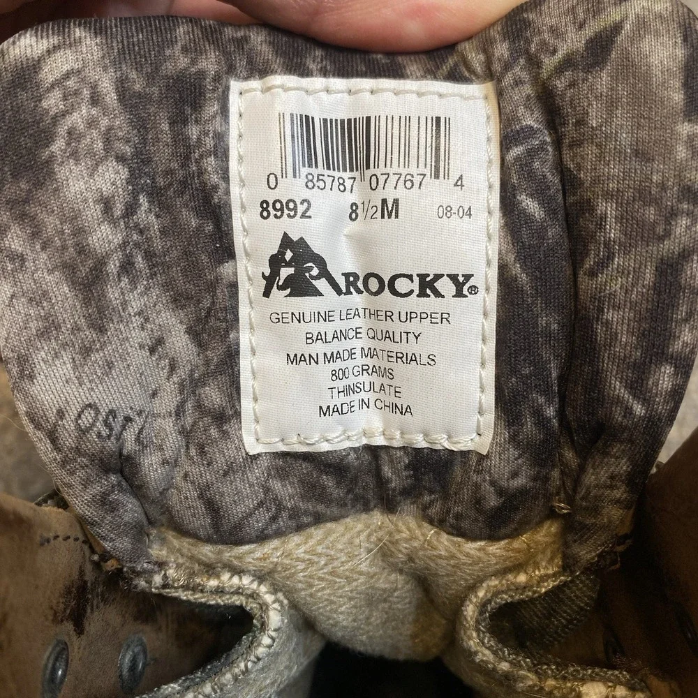 Rocky Boots Men 8.5M Woodland Camo Leather Gore Tex Hunting Utility Workwear